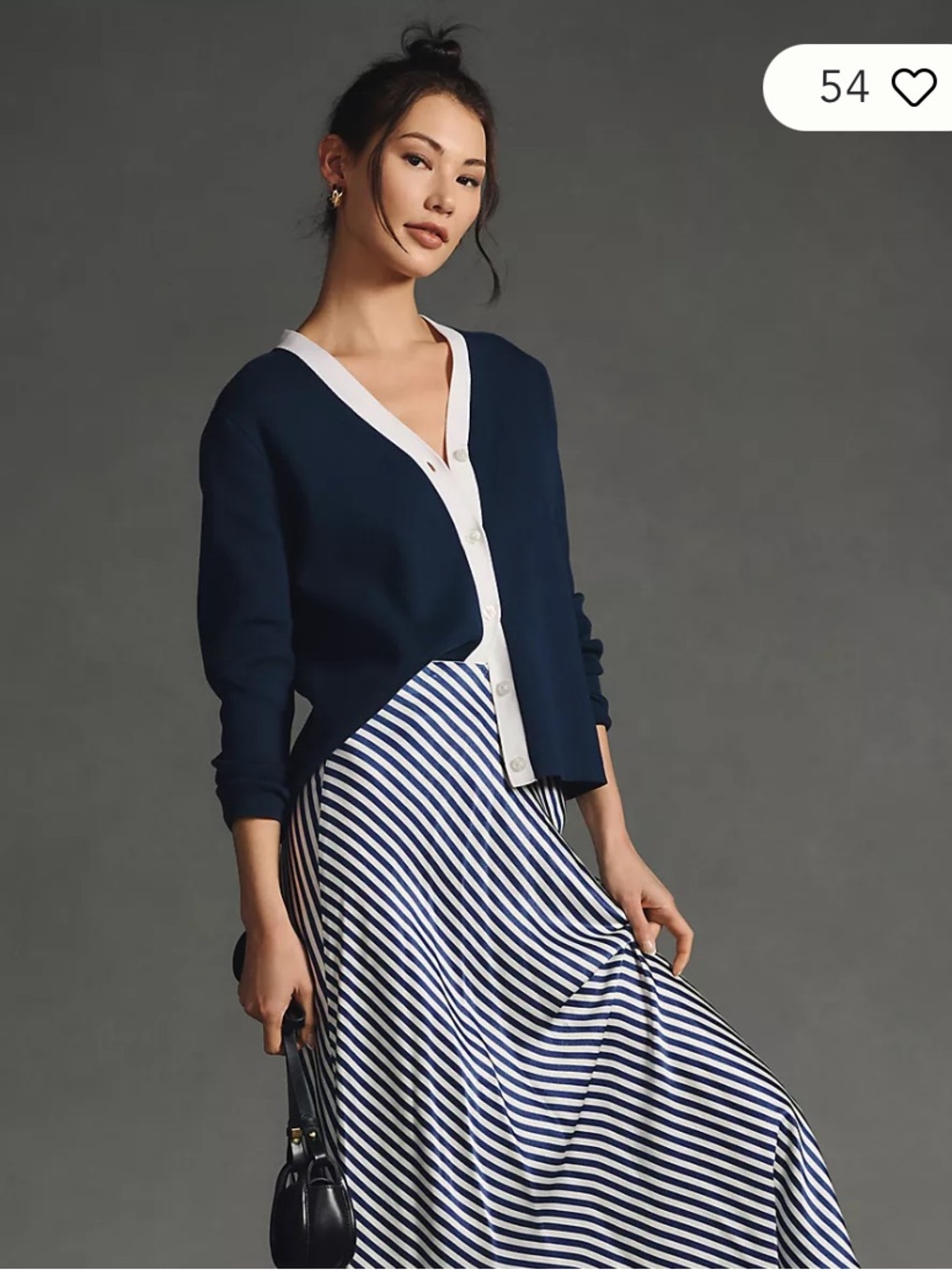KULE Navy Cardigan with White Trim Button Front